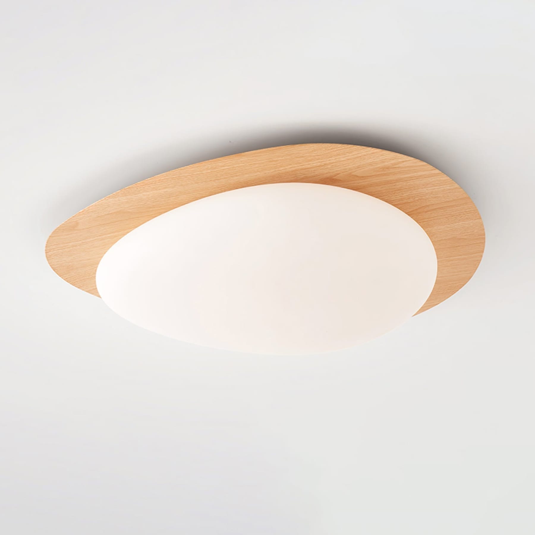 Scandinavian Wood Flush Mount Ceiling Light for Living Room — Halden Lighting