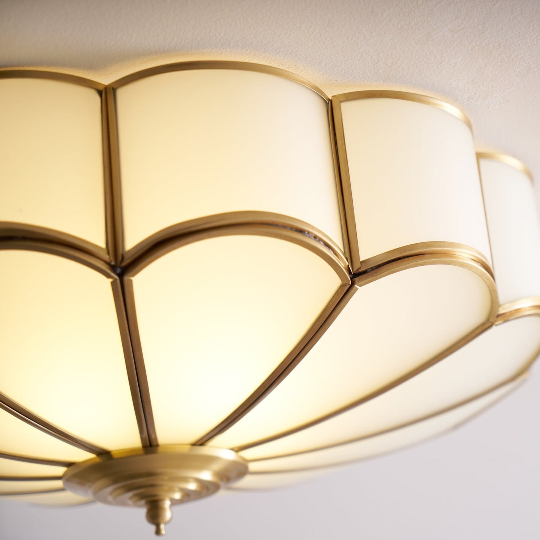 Traditional Brass Flush Mount Ceiling Light With Cool Daylight Glow — Halden Lighting