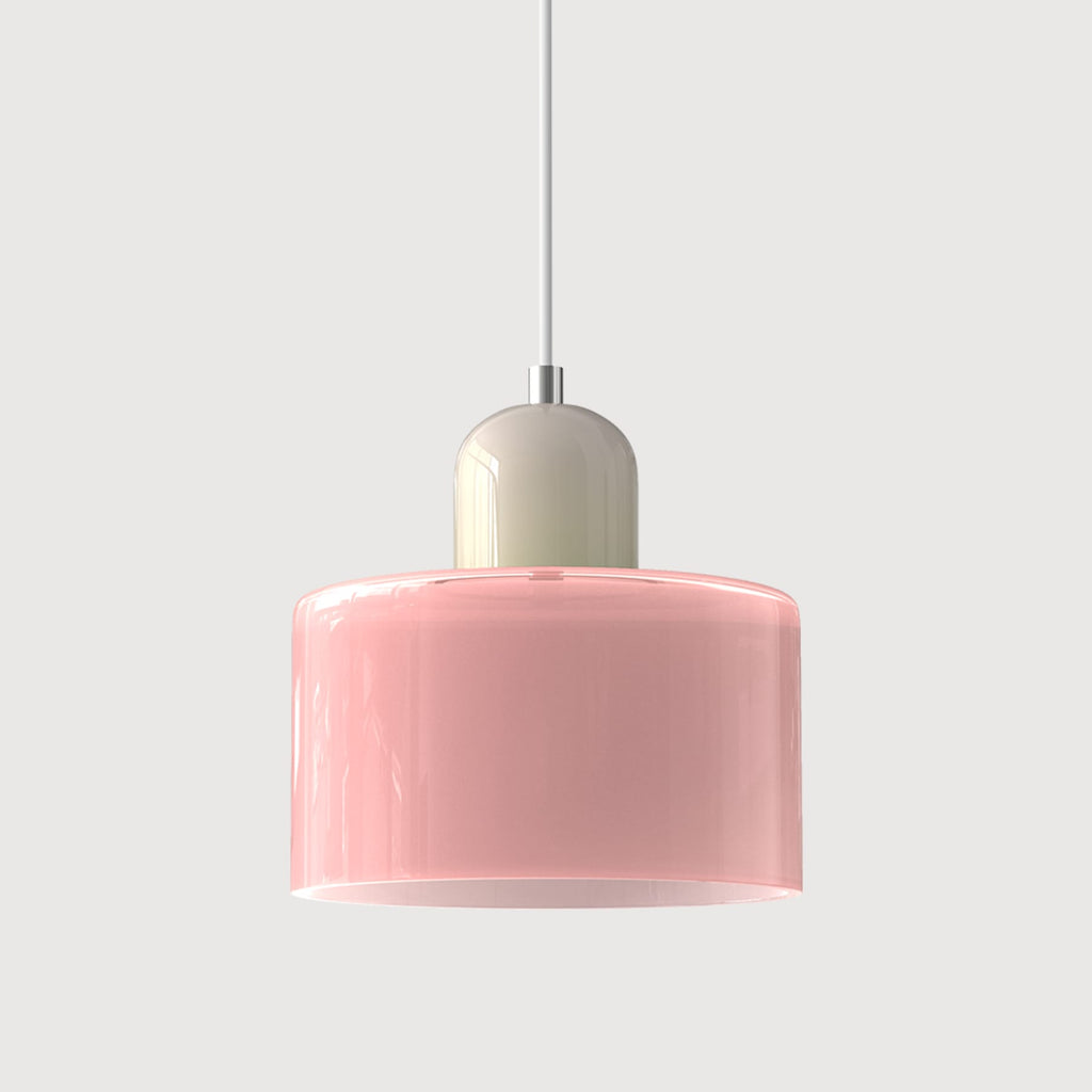 Modern Glass Pendant Light for Kitchen and Dining Room in Pink — Halden Lighting
