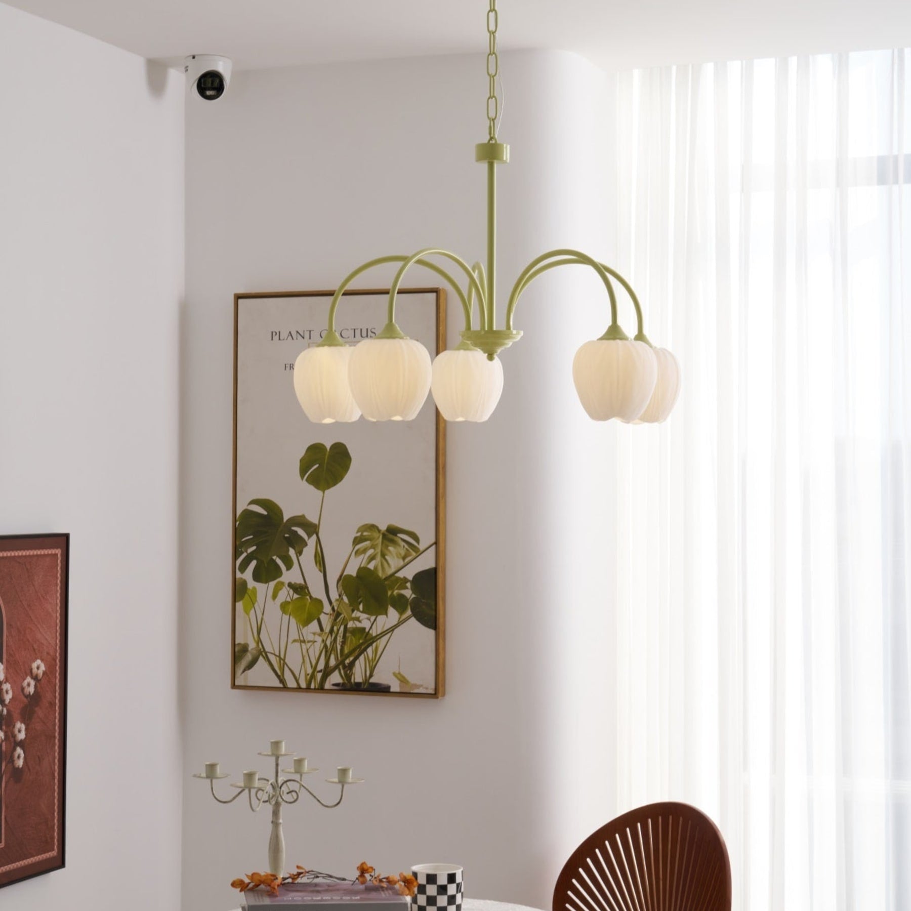 Retro Metal And Glass Chandelier With Included Bulbs For Living Room — Halden Lighting