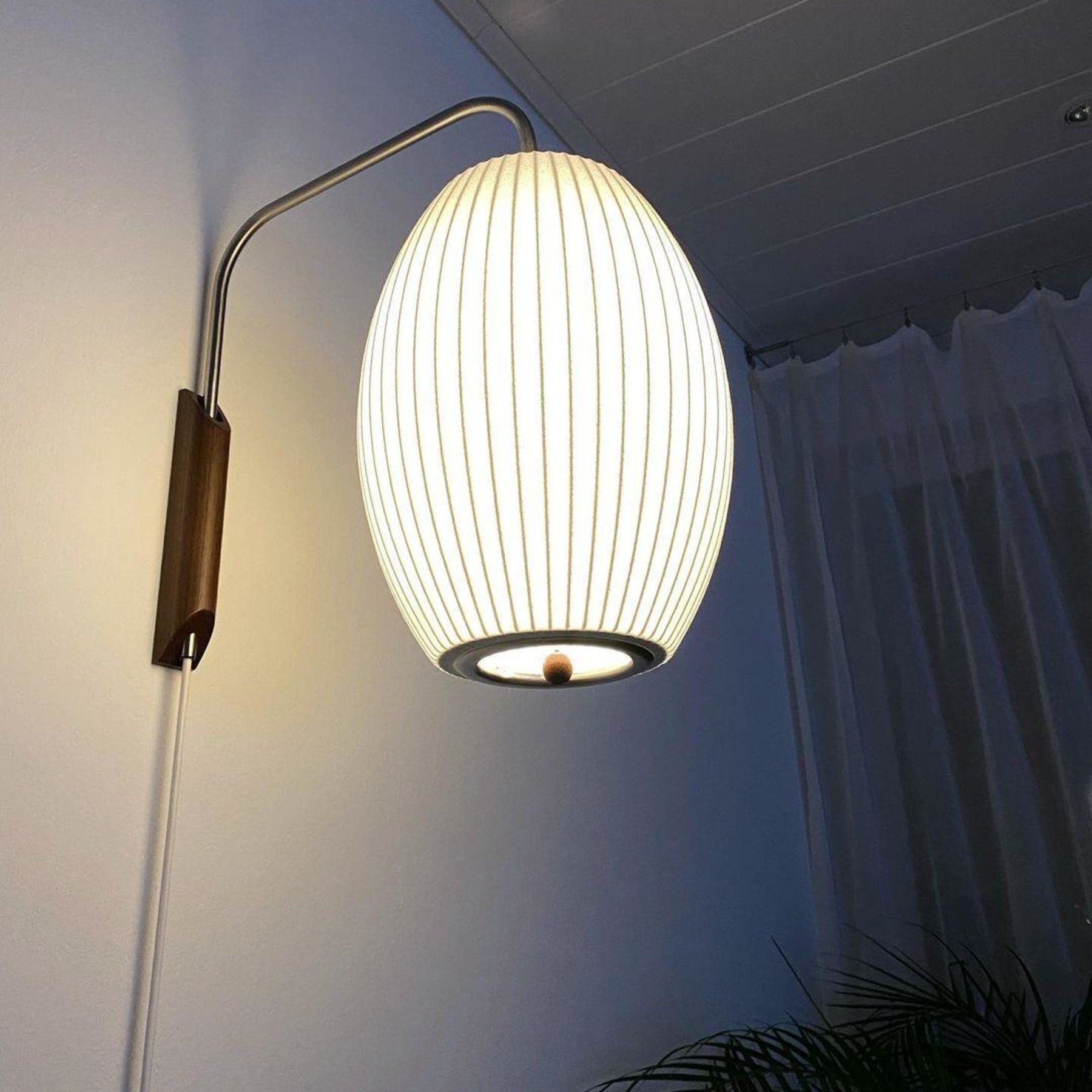 Retro Silk and Walnut Wall Light With Warm LED Glow — Halden Lighting