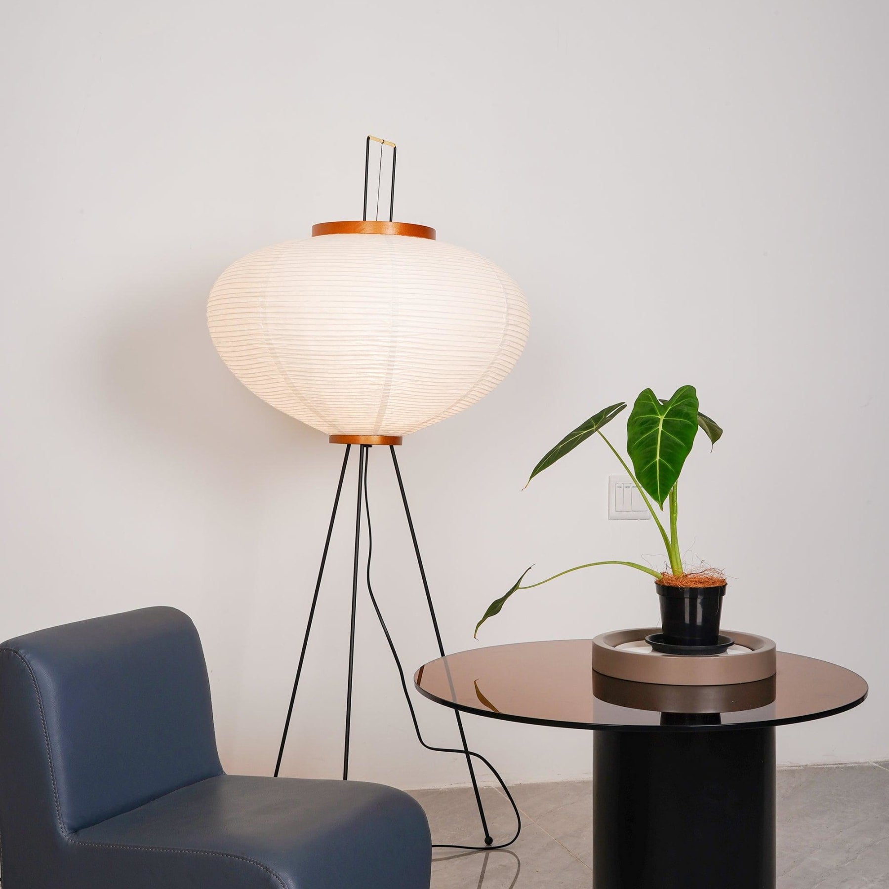 Modern Rice Paper Floor Lamp for Living Room and Bedroom — Halden Lighting