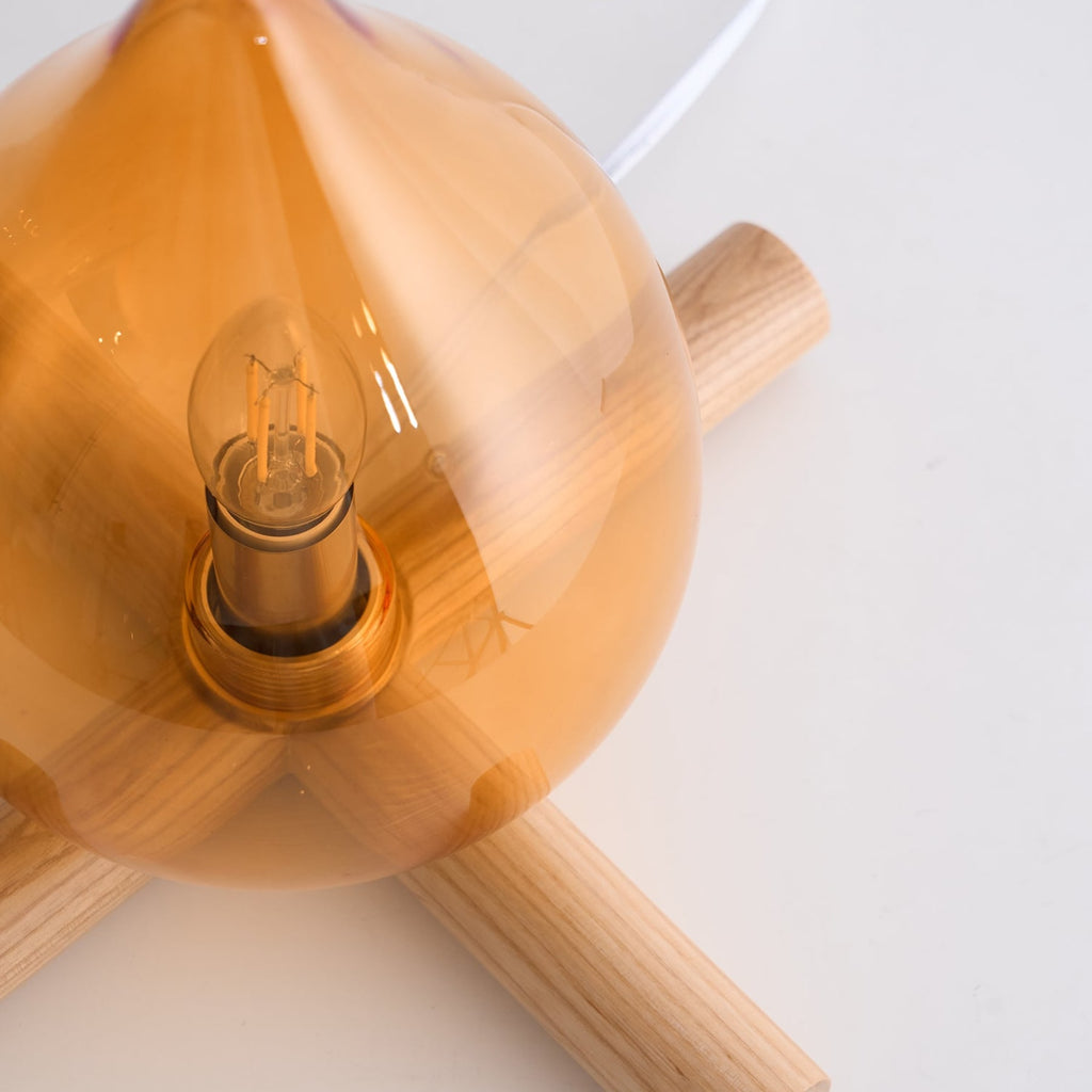 Modern Bamboo and Wood Table Lamp With Warm LED Glow — Halden Lighting