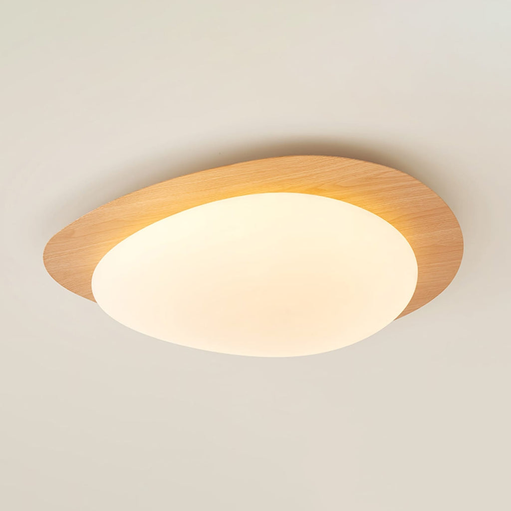 Scandinavian Wood Flush Mount Ceiling Light for Living Room — Halden Lighting