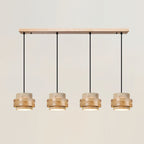 Modern Travertine And Wood Pendant Light For Dining Room — Halden Lighting