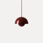 Modern Metal Dome Pendant Light With Integrated LED for Kitchen and Dining in Red — Halden Lighting