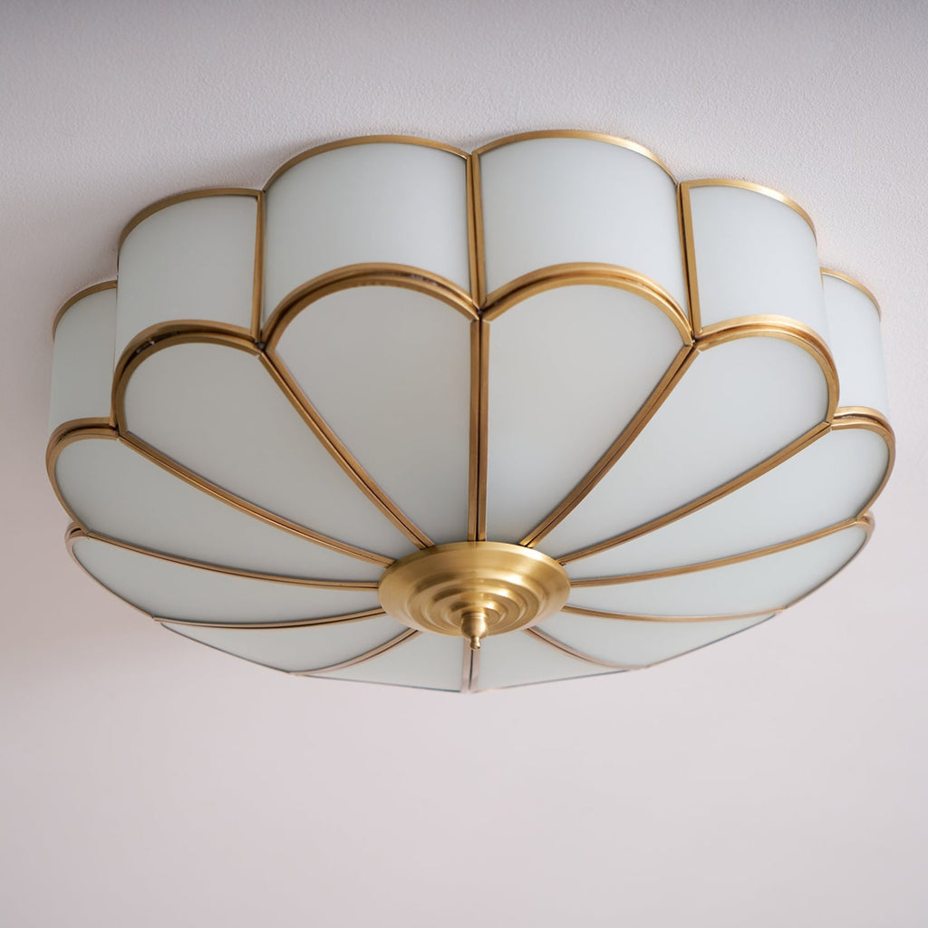 Traditional Brass Flush Mount Ceiling Light With Cool Daylight Glow — Halden Lighting