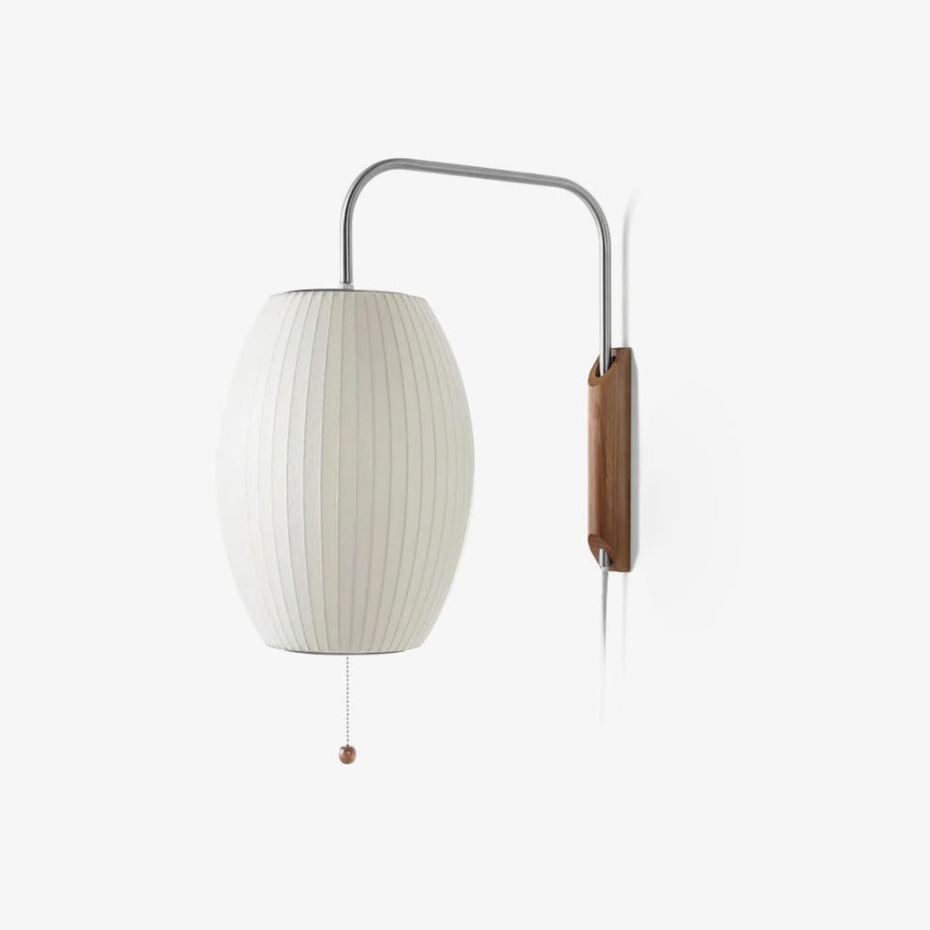 Retro Silk and Walnut Wall Light With Warm LED Glow — Halden Lighting