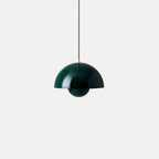 Modern Metal Dome Pendant Light With Integrated LED for Kitchen and Dining in Dark Green — Halden Lighting