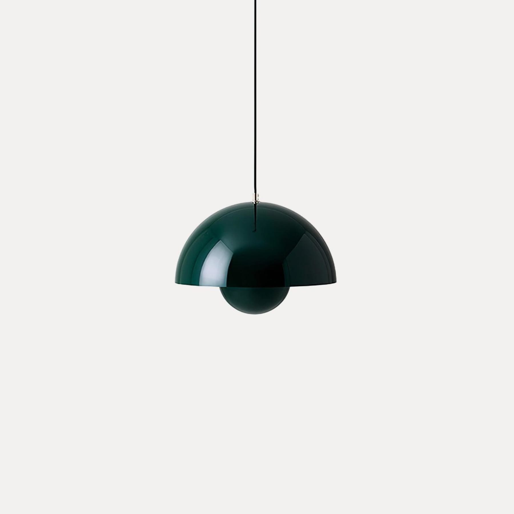Modern Metal Dome Pendant Light With Integrated LED for Kitchen and Dining in Dark Green — Halden Lighting