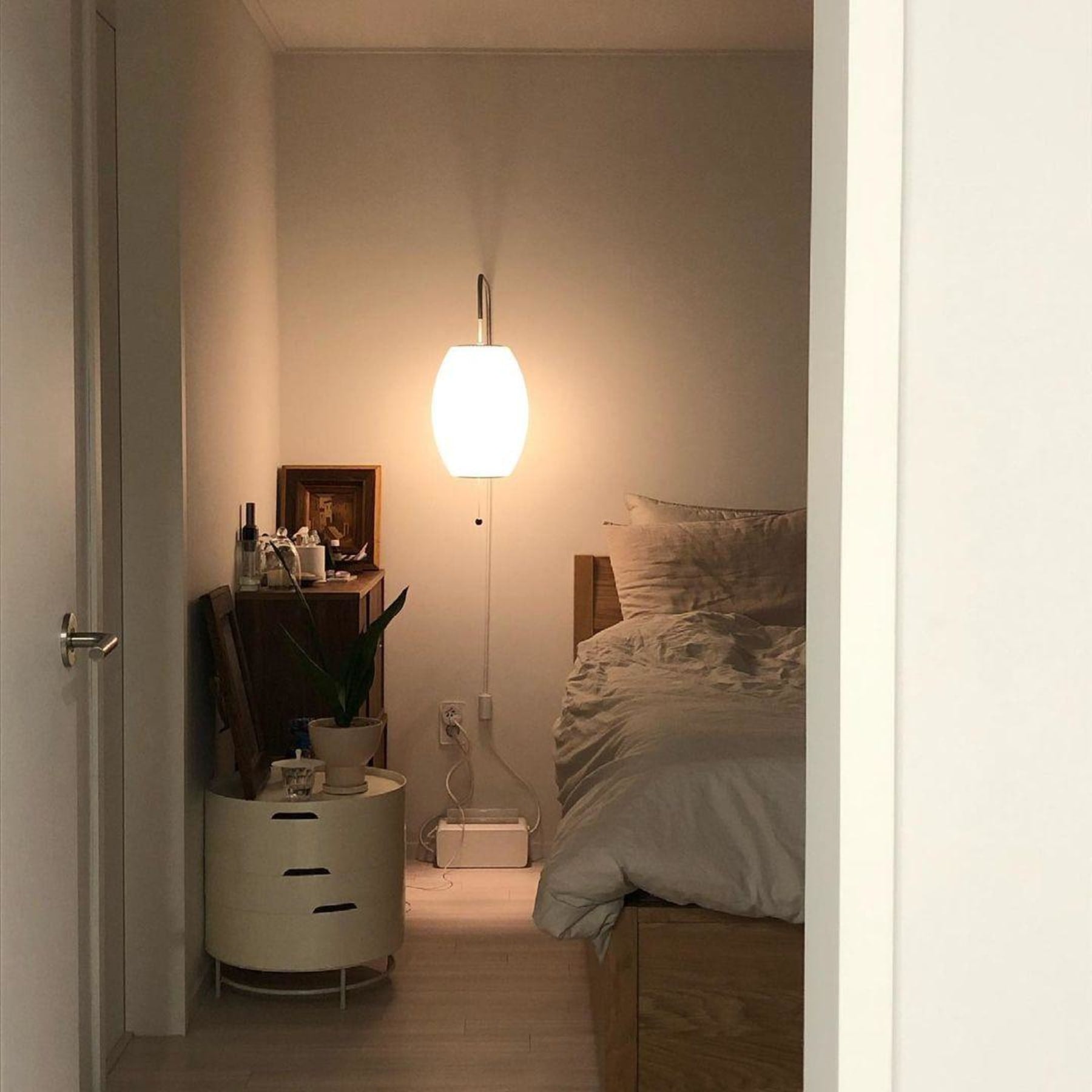 Retro Silk and Walnut Wall Light With Warm LED Glow — Halden Lighting