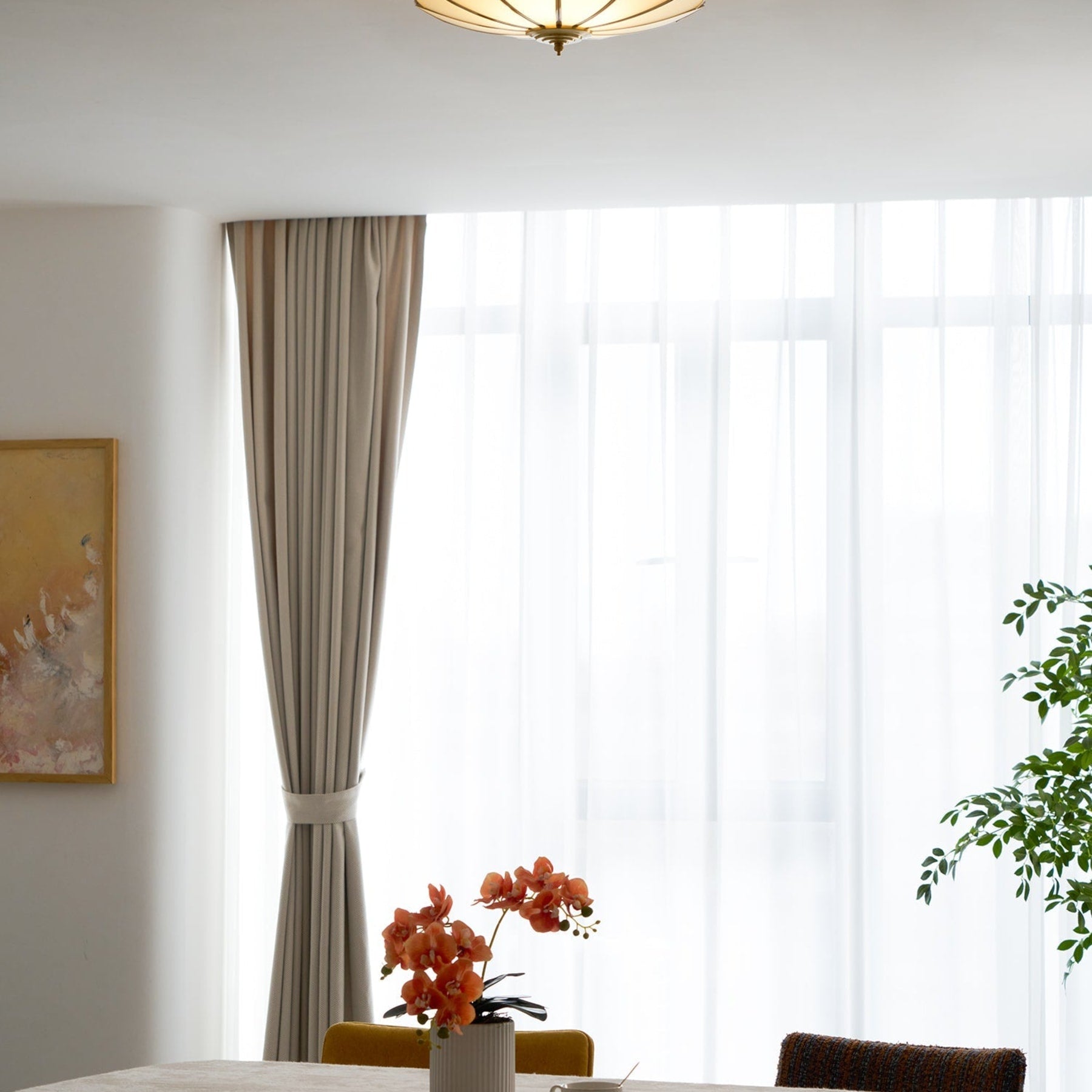 Traditional Brass Flush Mount Ceiling Light With Cool Daylight Glow — Halden Lighting