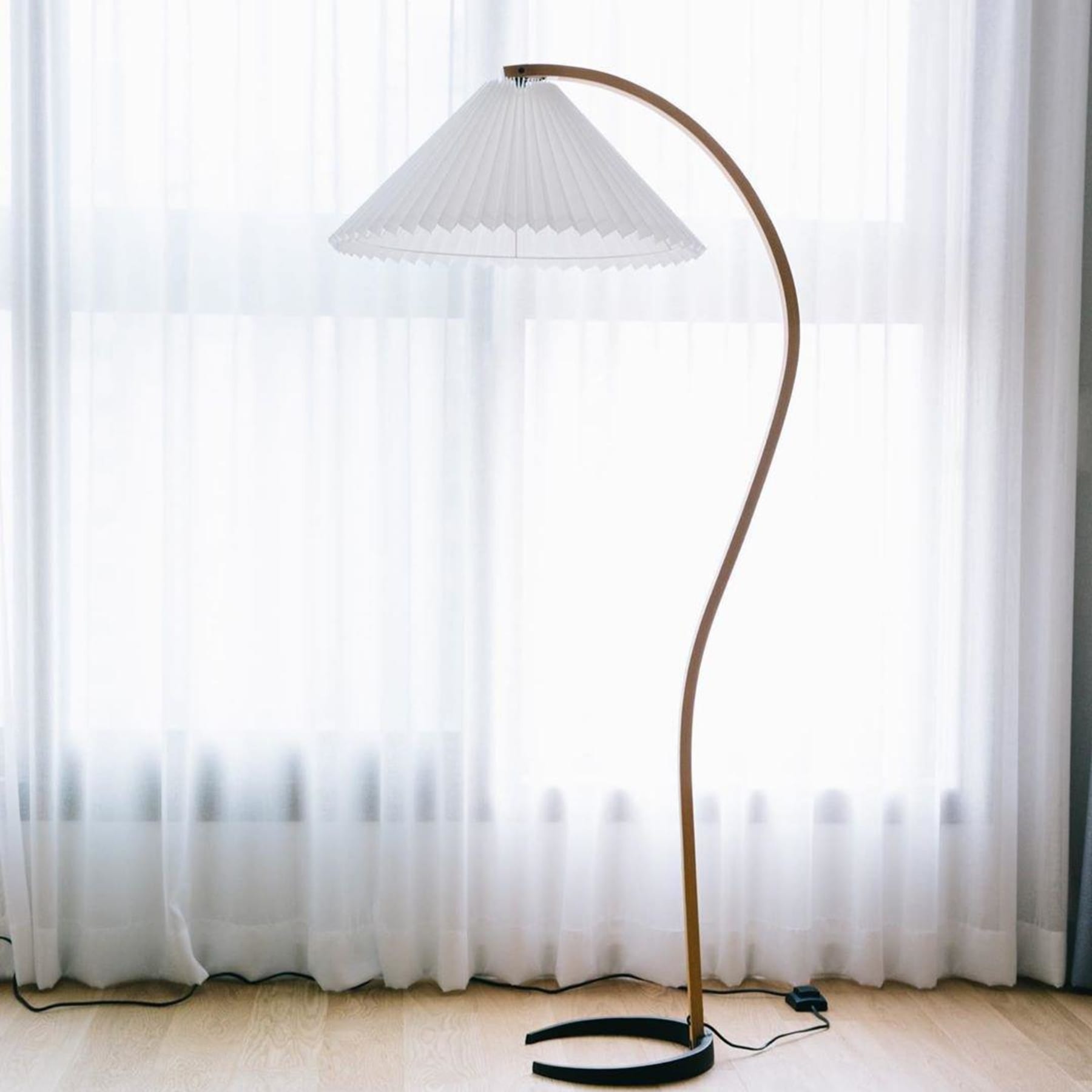 Scandinavian Wood Floor Lamp With Warm LED Glow for Living Room — Halden Lighting