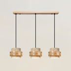 Modern Travertine And Wood Pendant Light For Dining Room — Halden Lighting