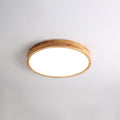 Scandinavian Wood Flush Mount Ceiling Light With Slim Profile in Circle: Ø30 x 6 cm (Ø11.8" x 2.7") — Halden Lighting