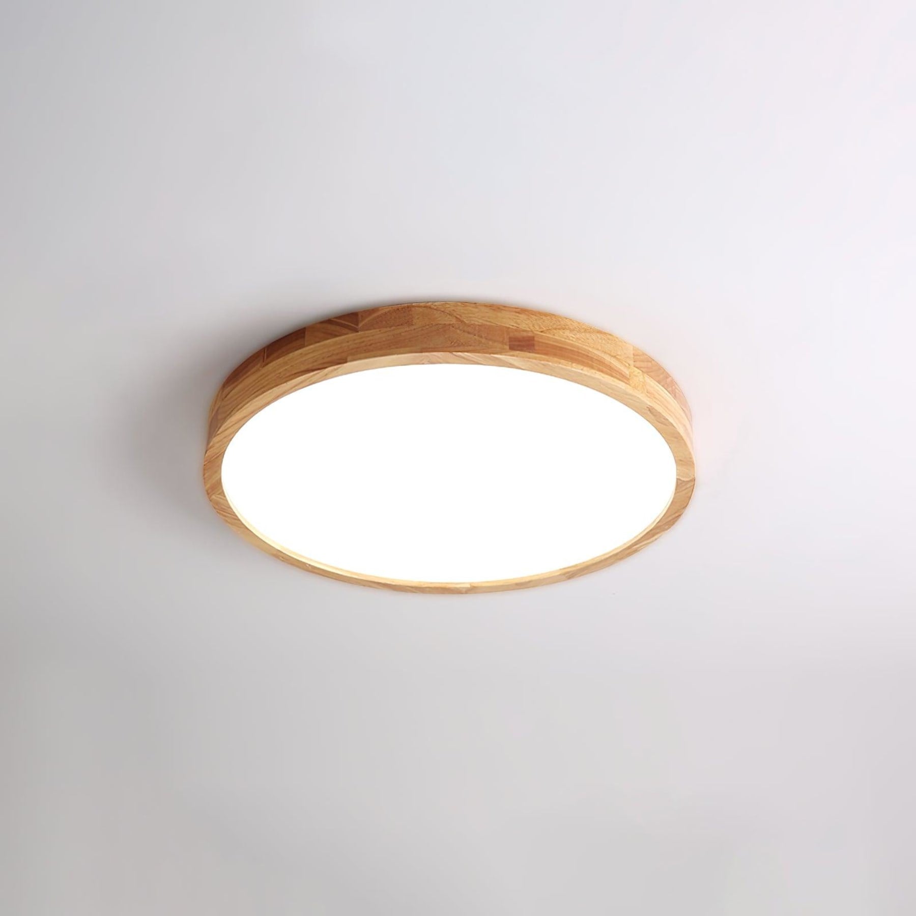Scandinavian Wood Flush Mount Ceiling Light With Slim Profile in Circle: Ø30 x 6 cm (Ø11.8" x 2.7") — Halden Lighting