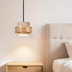 Modern Travertine And Wood Pendant Light For Dining Room — Halden Lighting