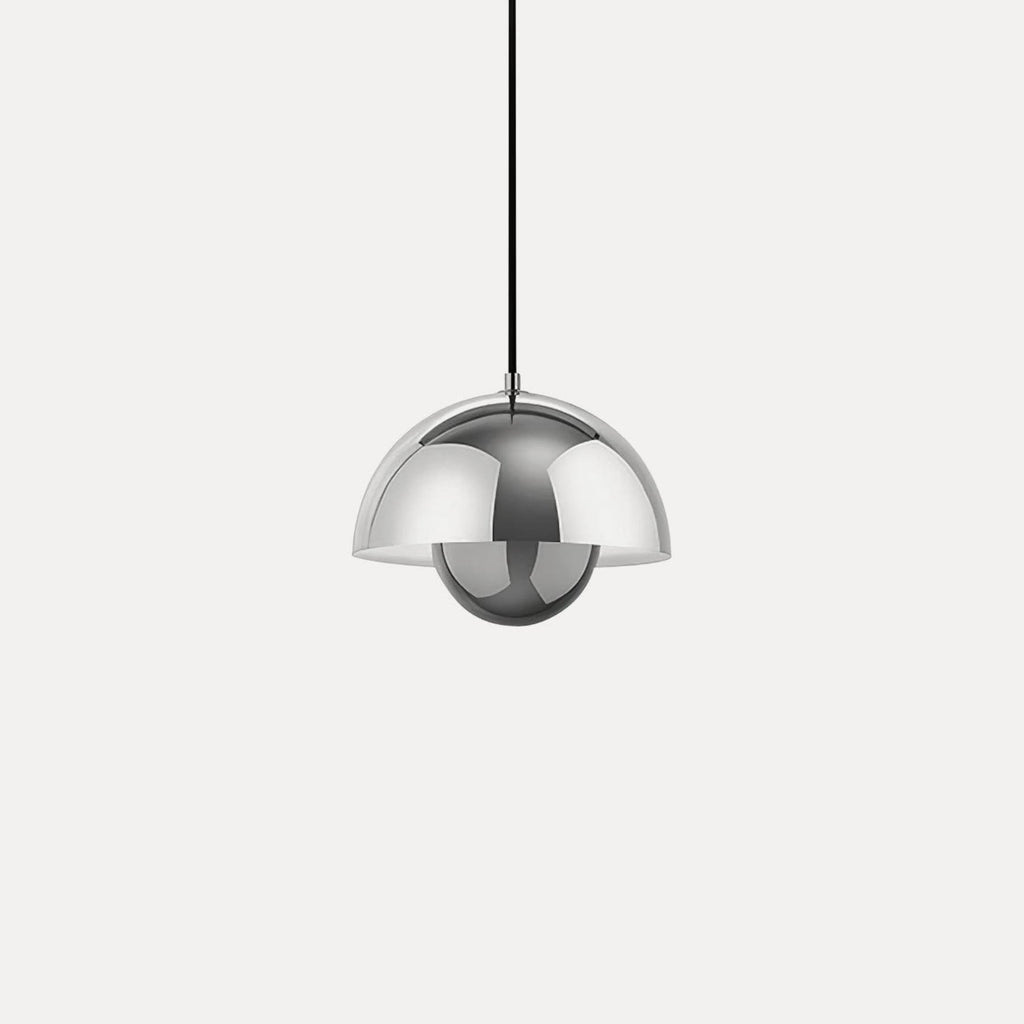 Modern Metal Dome Pendant Light With Integrated LED for Kitchen and Dining in Silver — Halden Lighting