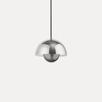 Modern Metal Dome Pendant Light With Integrated LED for Kitchen and Dining in Silver — Halden Lighting