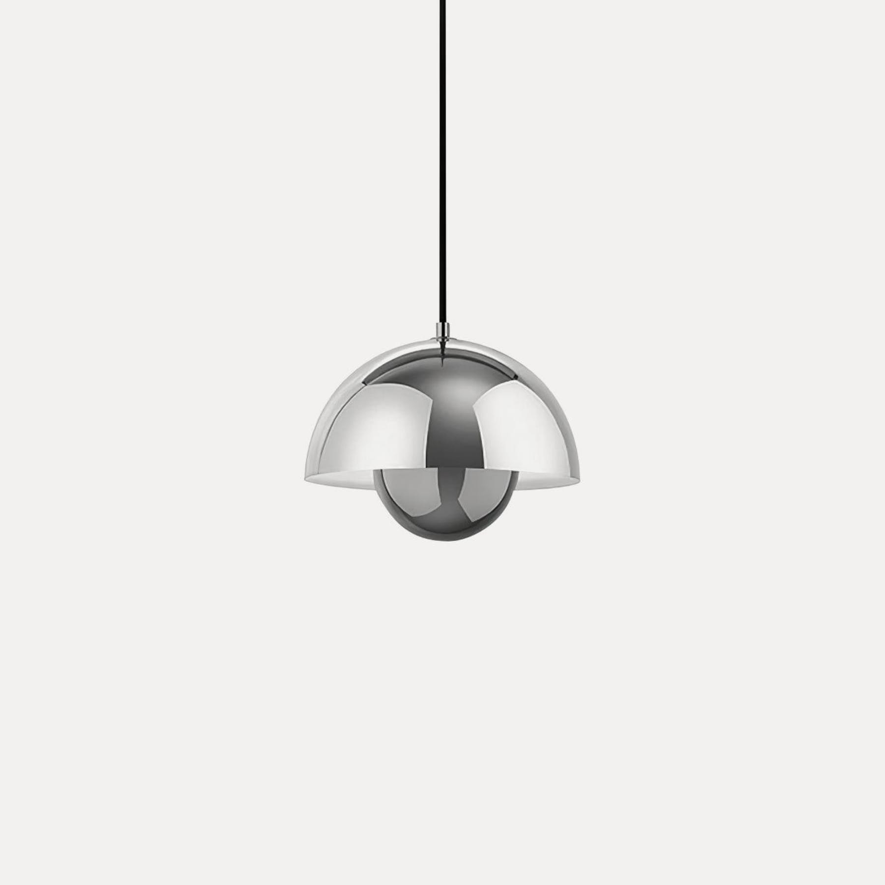 Modern Metal Dome Pendant Light With Integrated LED for Kitchen and Dining in Silver — Halden Lighting