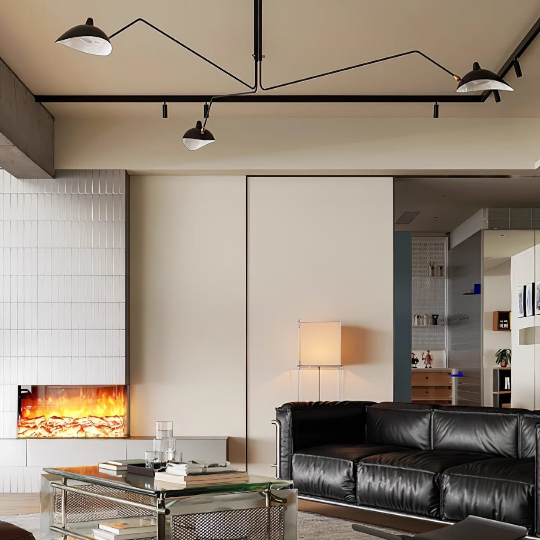 Modern Linear Metal Ceiling Light for Living Room — Halden Lighting