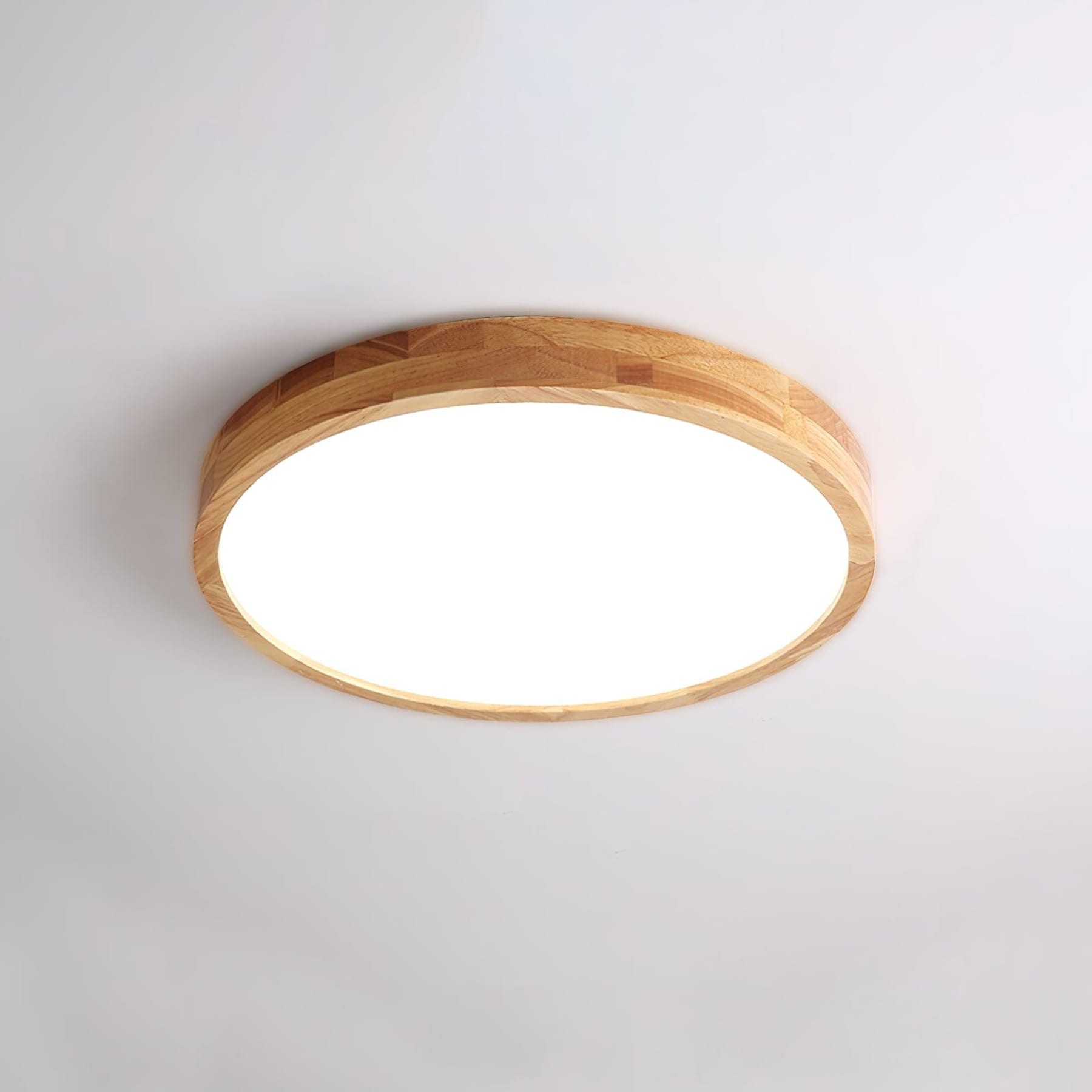 Scandinavian Wood Flush Mount Ceiling Light With Slim Profile in Circle: Ø40 x 6 cm (Ø15.7" x 2.7") — Halden Lighting