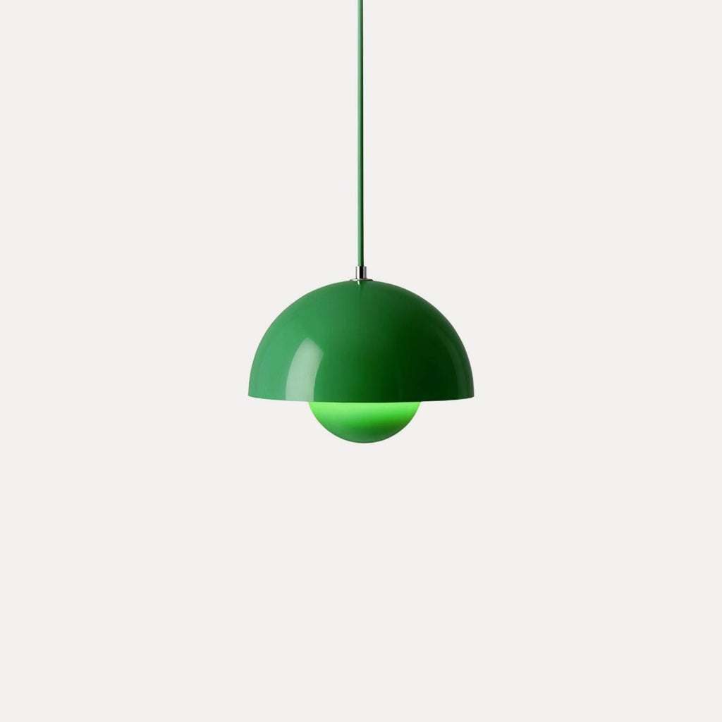 Modern Metal Dome Pendant Light With Integrated LED for Kitchen and Dining in Green — Halden Lighting