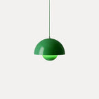 Modern Metal Dome Pendant Light With Integrated LED for Kitchen and Dining in Green — Halden Lighting