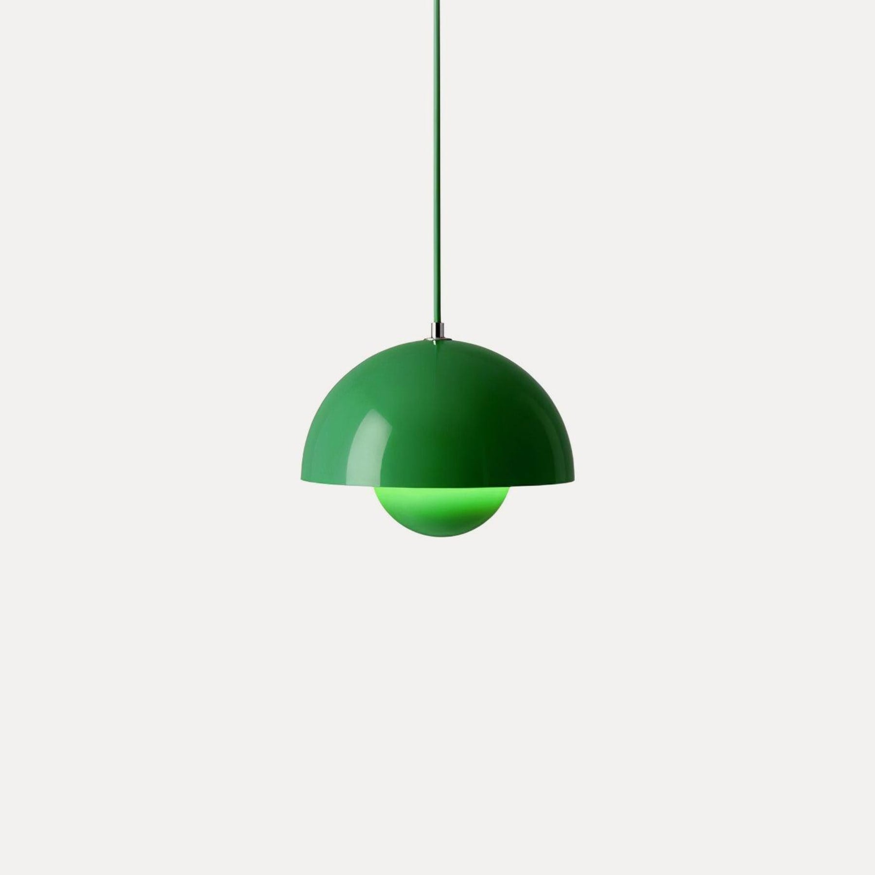 Modern Metal Dome Pendant Light With Integrated LED for Kitchen and Dining in Green — Halden Lighting