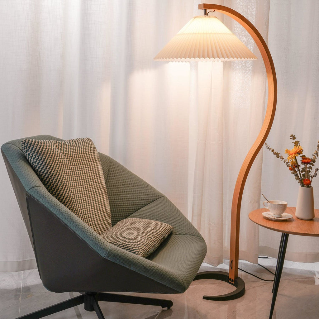 Scandinavian Wood Floor Lamp With Warm LED Glow for Living Room — Halden Lighting