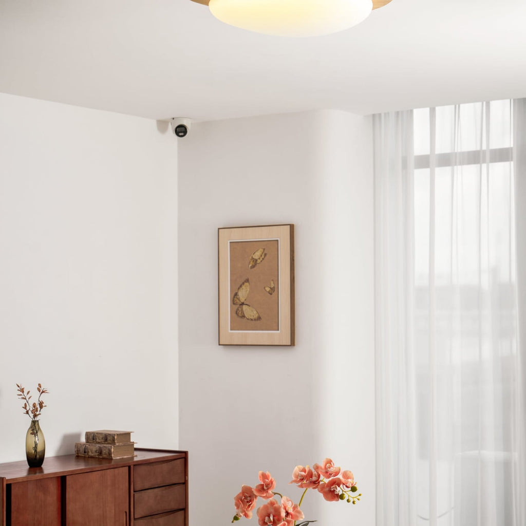 Scandinavian Wood Flush Mount Ceiling Light for Living Room — Halden Lighting