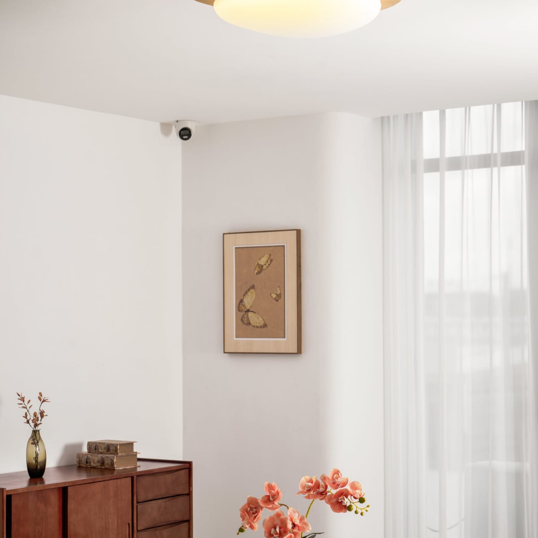 Scandinavian Wood Flush Mount Ceiling Light for Living Room — Halden Lighting