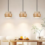 Modern Travertine And Wood Pendant Light For Dining Room — Halden Lighting