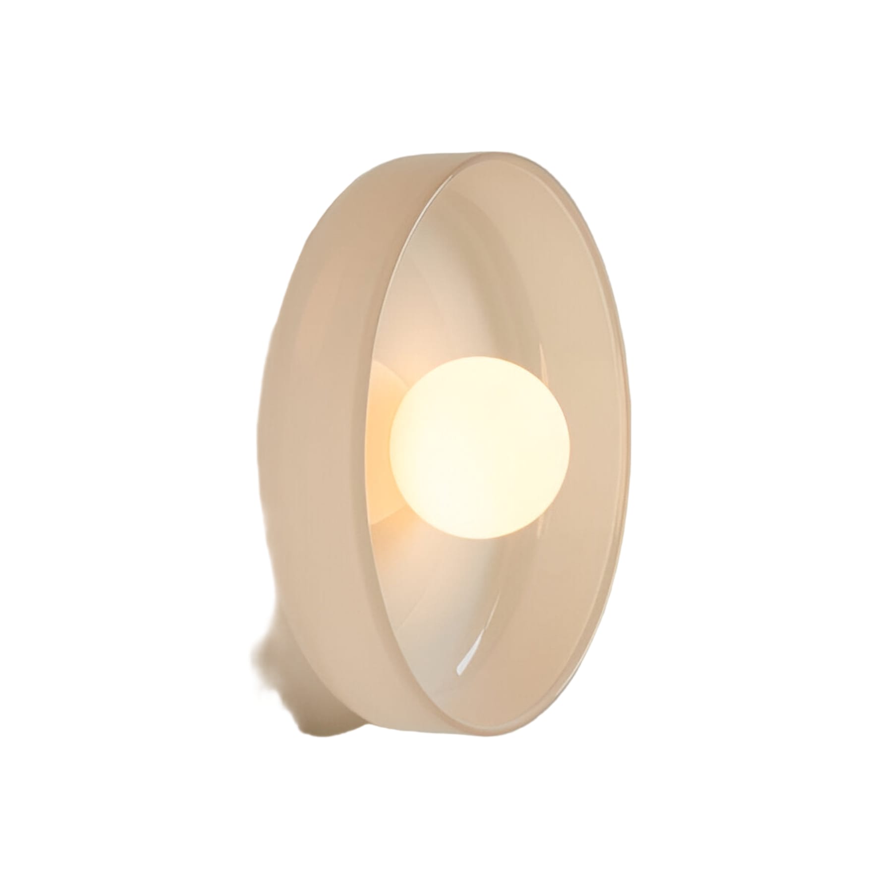 Retro Glass Flush Mount Ceiling Light With Warm LED Glow in Beige — Halden Lighting