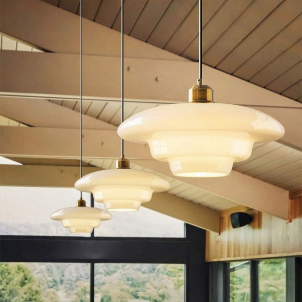 Modern Glass Pendant Light With Warm LED Glow for Dining Room — Halden Lighting
