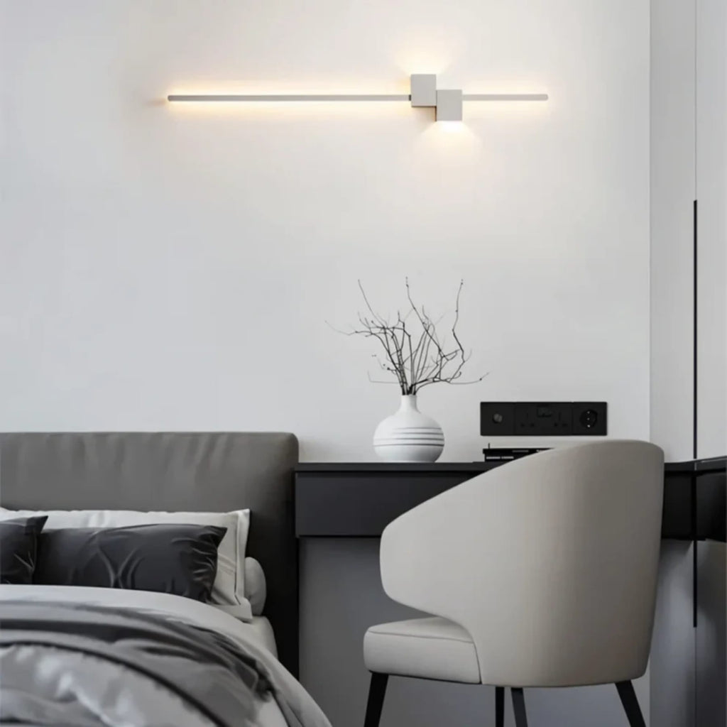 Modern Aluminium Wall Light With Warm LED Glow in White — Halden Lighting