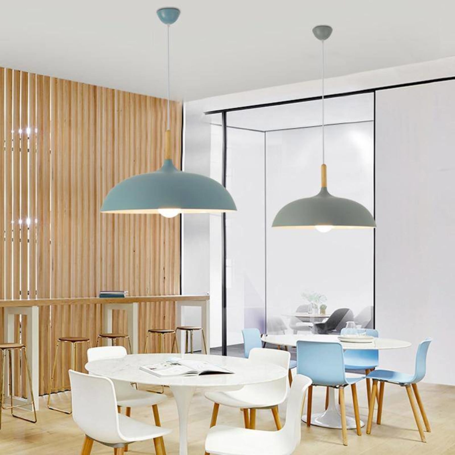 Modern Wrought Iron Pendant Light With Daylight Glow — Halden Lighting