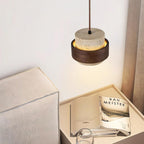 Modern Travertine And Wood Pendant Light For Dining Room — Halden Lighting