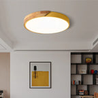 Modern Wood Flush Mount Ceiling Light With Remote Dimming — Halden Lighting