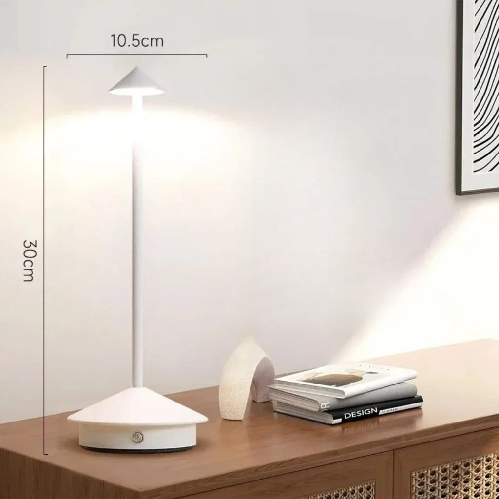 Minimalist Aluminium Cordless Table Lamp With Rechargeable Battery in White — Halden Lighting