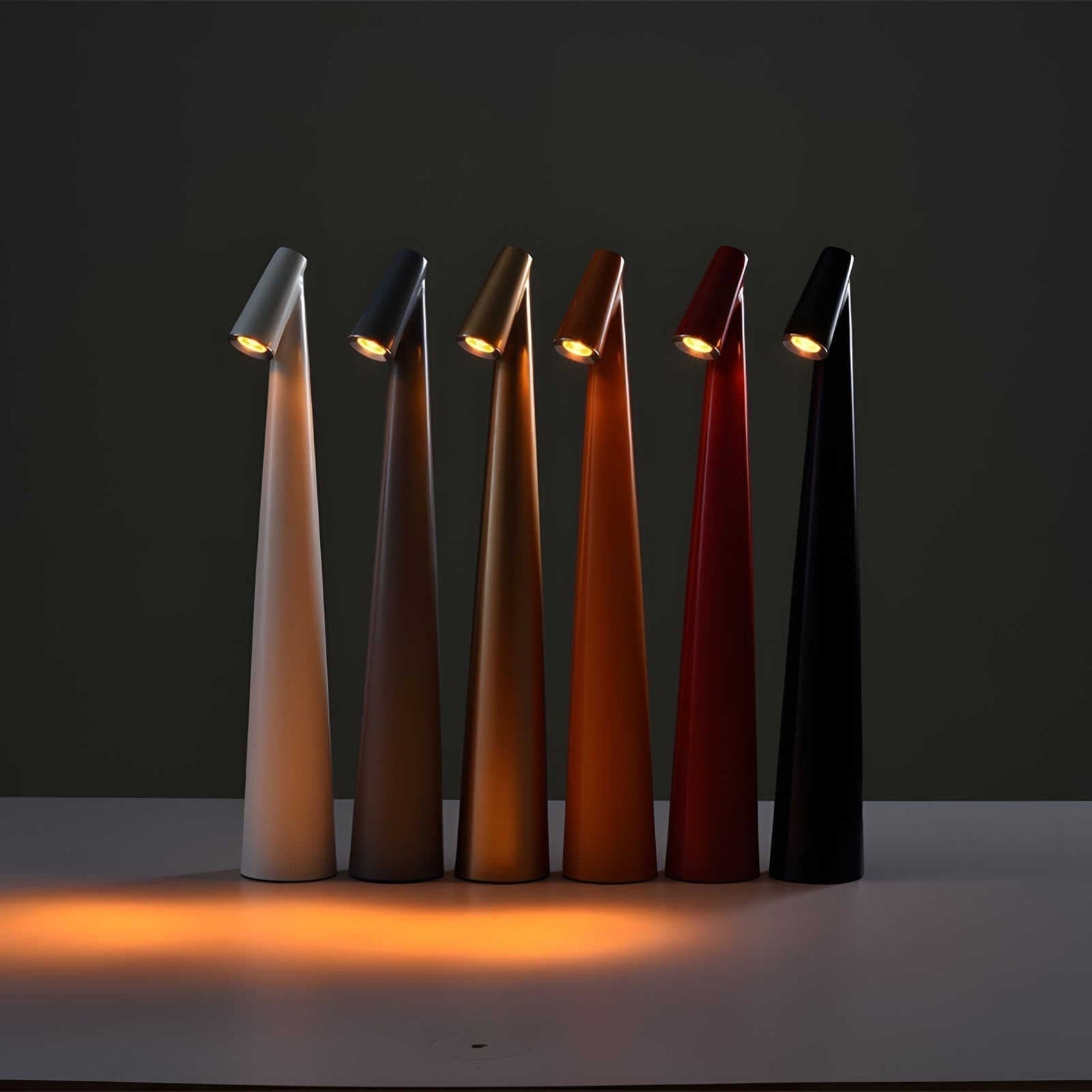 Modern Rechargeable Table Lamp With Tri-Colour Lighting in Brown — Halden Lighting