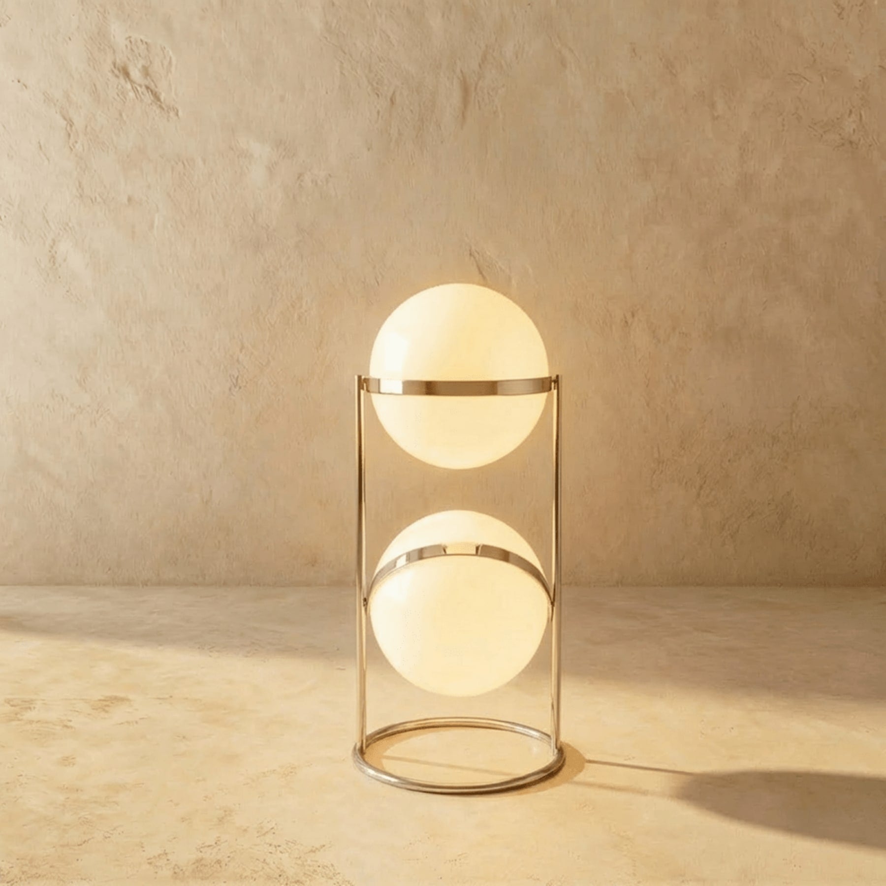 Modern Chrome Floor Lamp With Warm LED Glow for Living Room in 2 Tier: L15.7 cm (L40") x H31.5"(80cm) — Halden Lighting