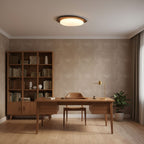Scandinavian Wood Flush Mount Ceiling Light for Living Room — Halden Lighting