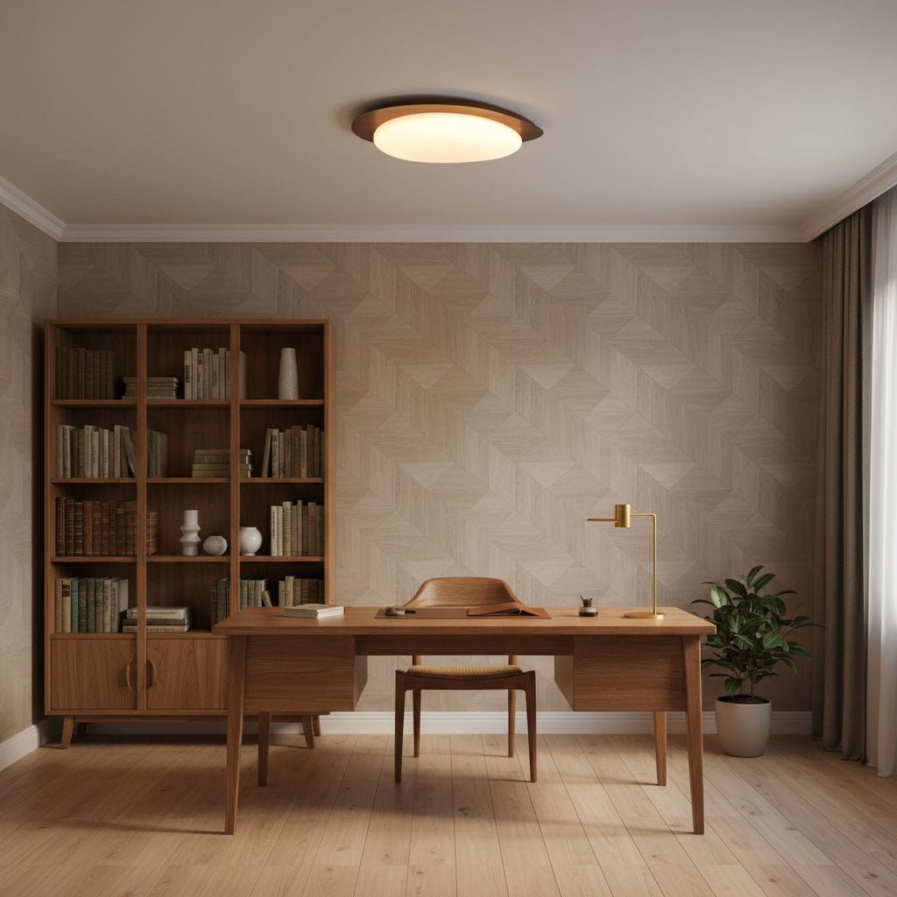 Scandinavian Wood Flush Mount Ceiling Light for Living Room — Halden Lighting