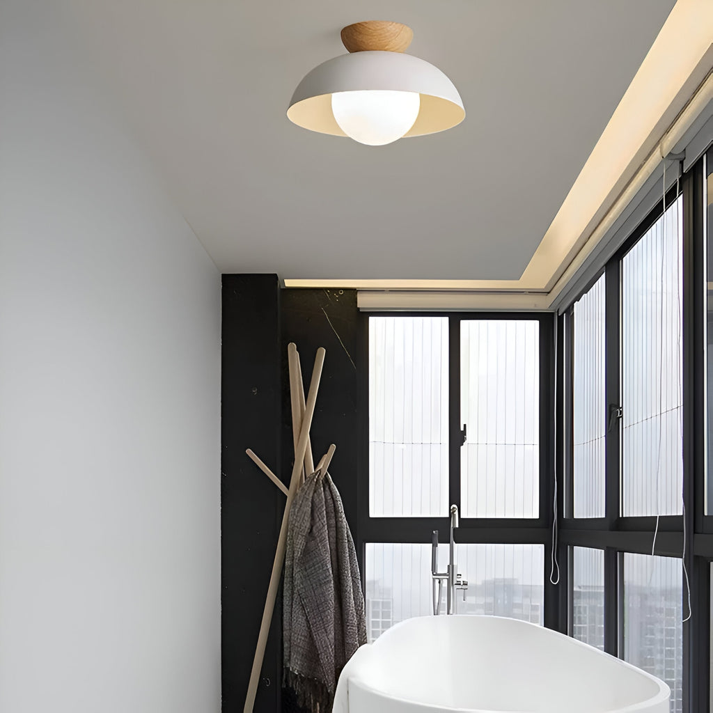 Modern Wood Semi-Flush Ceiling Light for Living Room — Halden Lighting