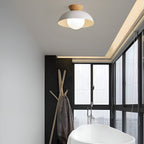 Modern Wood Semi-Flush Ceiling Light for Living Room — Halden Lighting