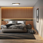 Modern Wood Flush Mount Ceiling Light With Stepless Dimming — Halden Lighting