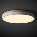 Modern Wood Flush Mount Ceiling Light With Remote Dimming in White — Halden Lighting