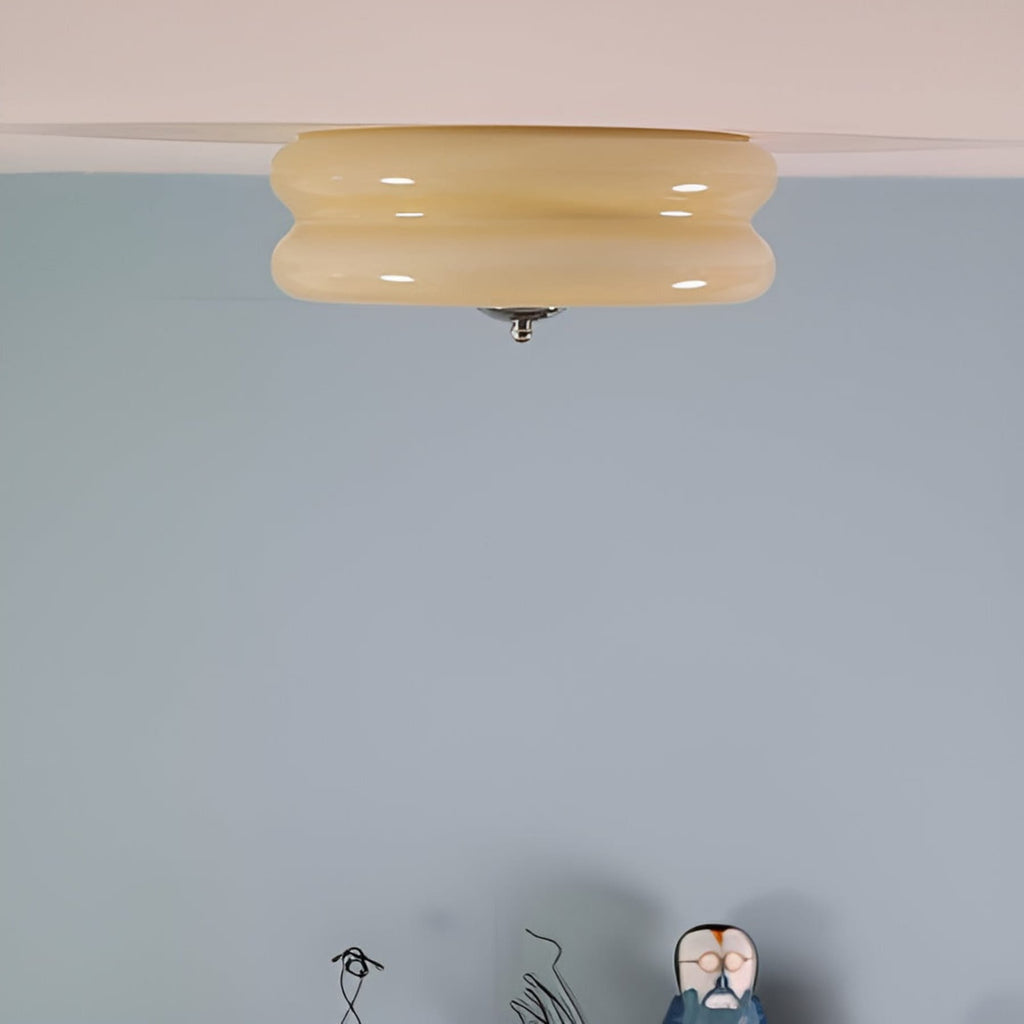 Retro Glass Flush Mount Ceiling Light For Living Room — Halden Lighting