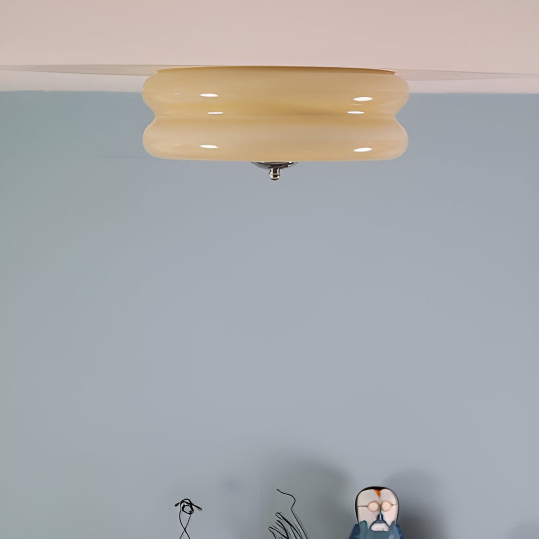 Retro Glass Flush Mount Ceiling Light For Living Room — Halden Lighting